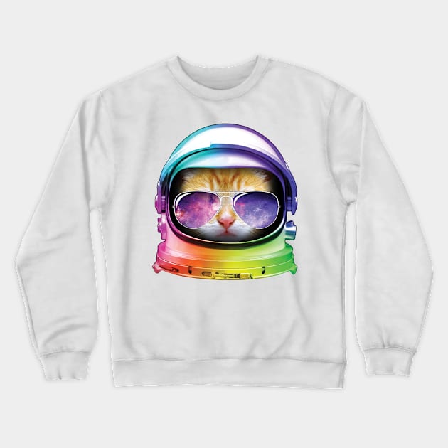 Kitty in Space Crewneck Sweatshirt by tonydesign